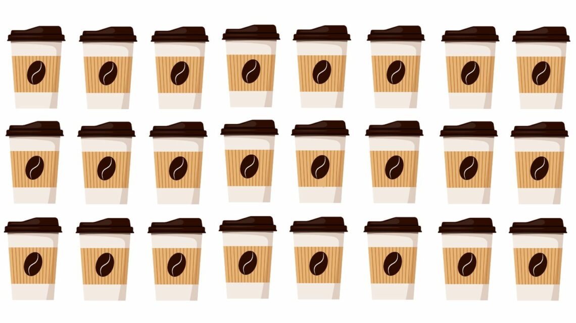 Suchbild für Rätselprofis: Welcher Kaffeebecher ist anders als der Rest?